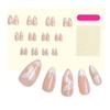 Nakhi Luxury Stiletto Press On Nails | 24 Pcs White French Tip False Nails with Nude Base | Long Coffin Glossy Artificial Nails with Glue Tabs for