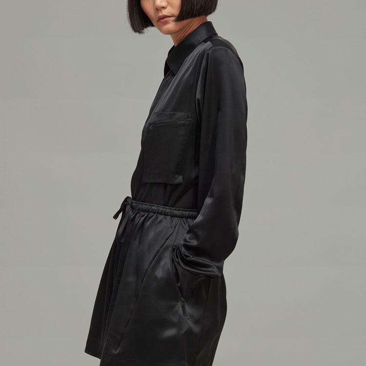 Adidas Solid Color Casual Loose Long Sleeve Shirt Women shirts Black H63058