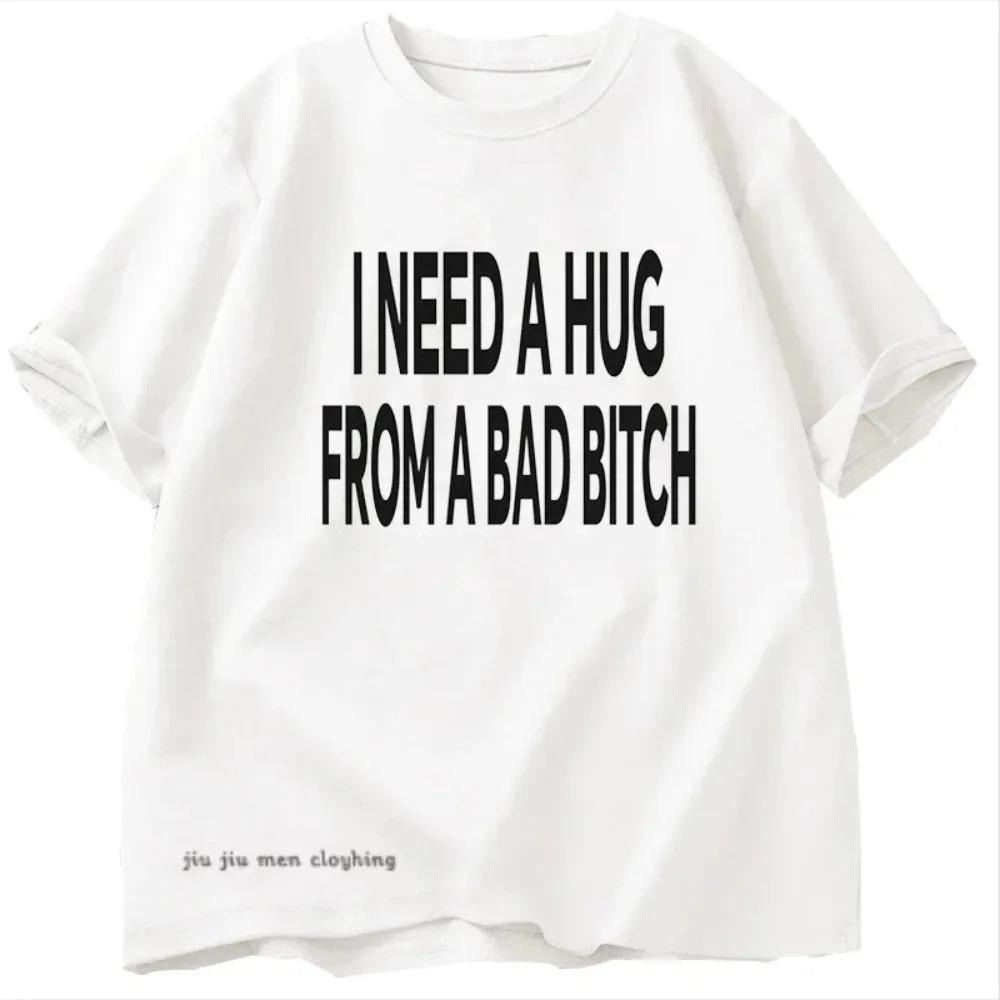

Футболки I Need A Hug From A Bad, мужские хлопковые футболки с коротким рукавом, повседневные футболки с принтом Ummer, базовые мужские дизайнерские футболки, топы XXXXXL белый