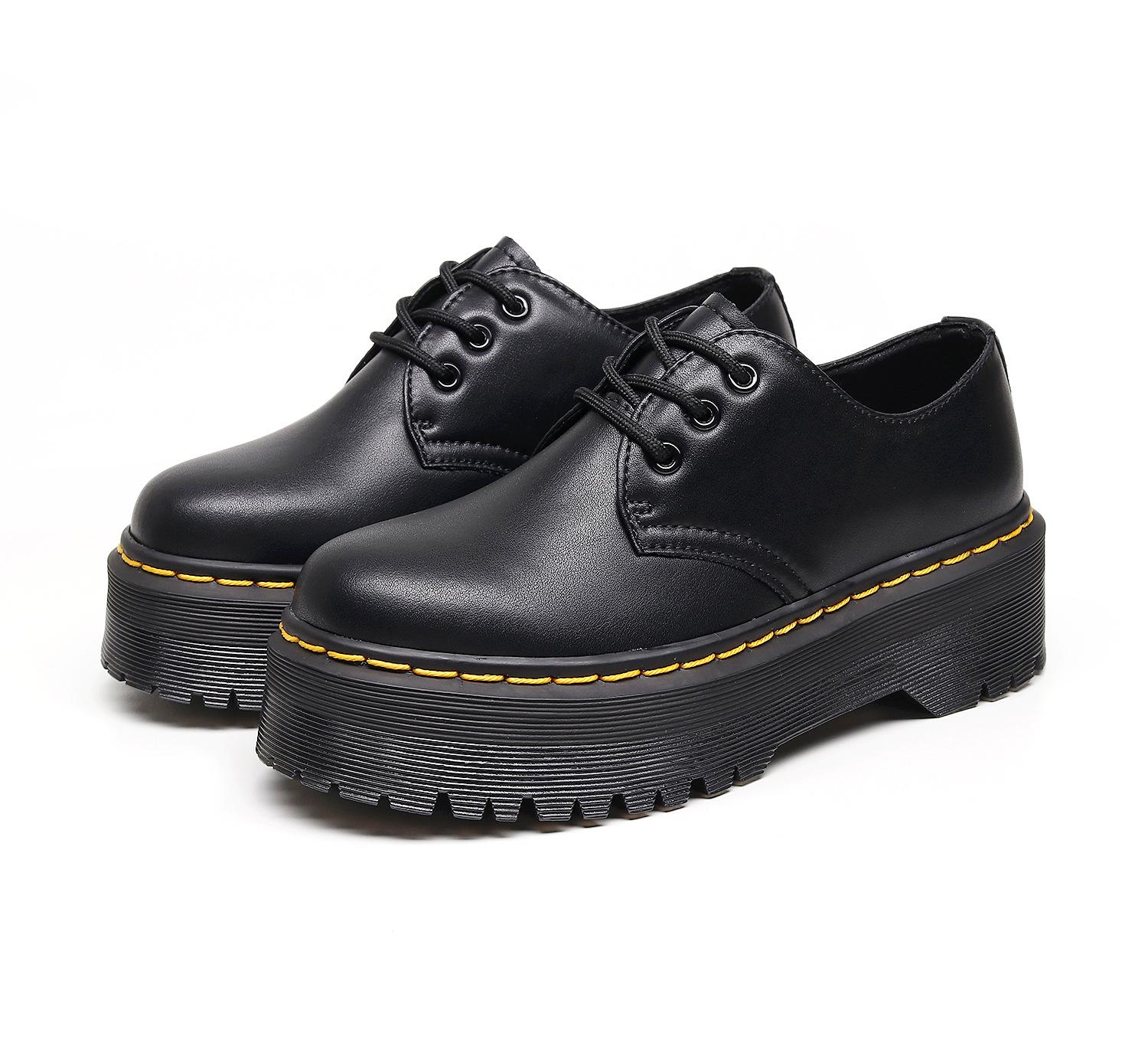 

Жіночі шкіряні черевики Lei Yu на низькому ходу з товстою підошвою 5 см - британський стиль, повсякденні та універсальні, з дизайном, що робить фігуру стрункішою та збільшує зріст. 44