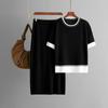 Fashion New Arrival Fashion Knitted Short-Sleeved Shirt Skirt Suit Knitted Top and Skirt Set