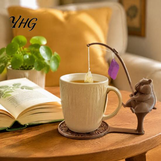 Animal Shaped Coaster Fishing Tea Bag Holder, 3D Printed Heat-Resistant Coaster, Accessory for Hamster Cup and Coffee Mug, Gift Lovers & Enthusiasts
