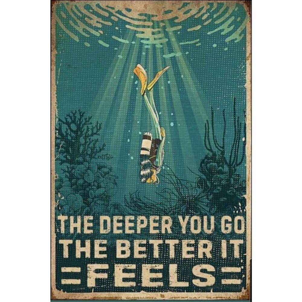 Vintage Tin Sign Diver Submarine Nautical Metal Poster Wall Art Decor For Home Bar Office