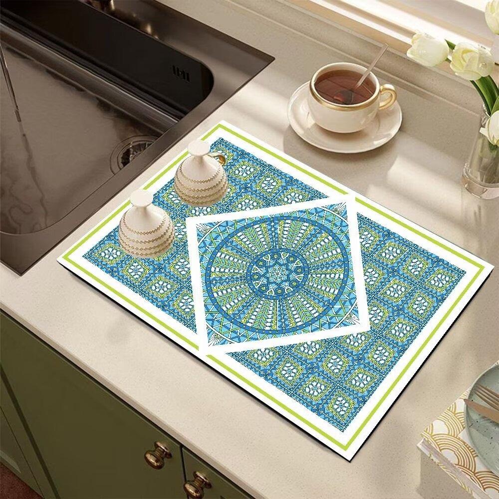 Diatomite Kitchen Countertop Draining Mat Sink Square Absorbent Mat Desktop Insulated Placemats Coasters Washable Carpet