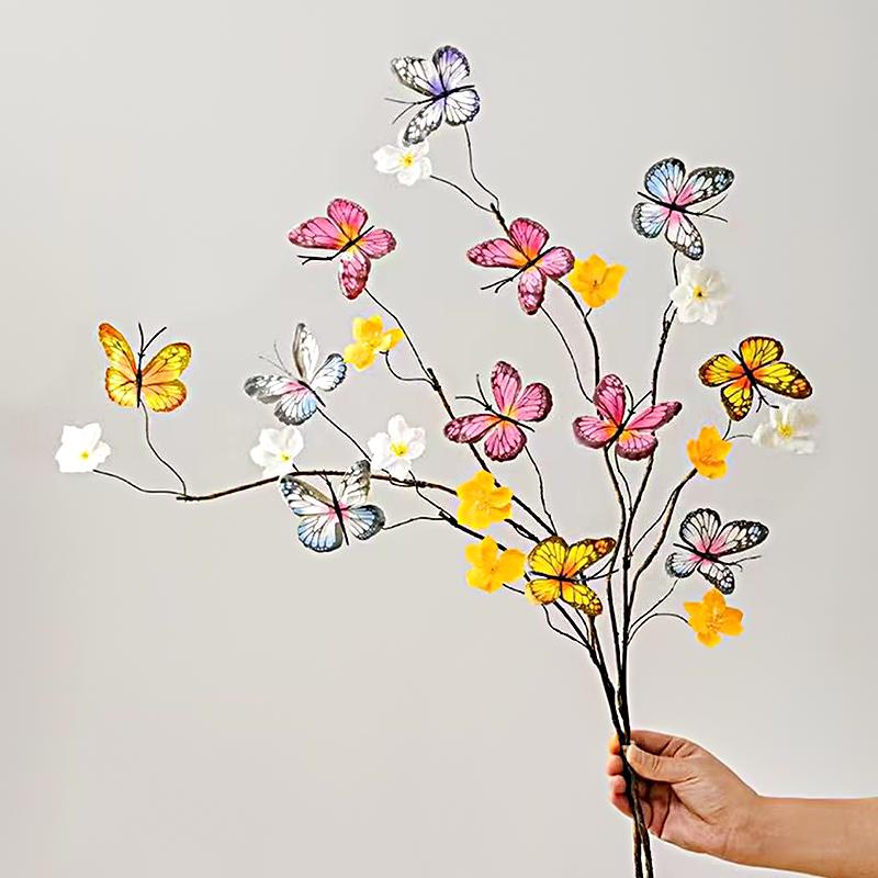 1PC With Flowers Artificial Flowers Dead Branches Flower Creative 12-fork Silk Flower Colorful 77cm
