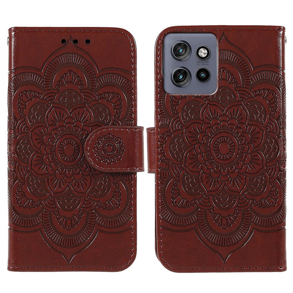 For Motorola Edge 50 5G Case PU Leather Mandala Imprinted Design Wallet Phone Cover