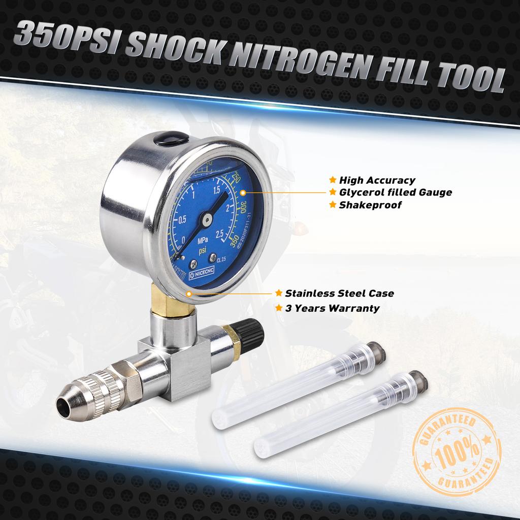 350/600 PSI Stoßstickstoff-Manometer Nadel Füllwerkzeug Für Yamaha YZX Polaris RZR CanAm Arctic Cat Schneemobil FOX Raptor LKW ATV UTV