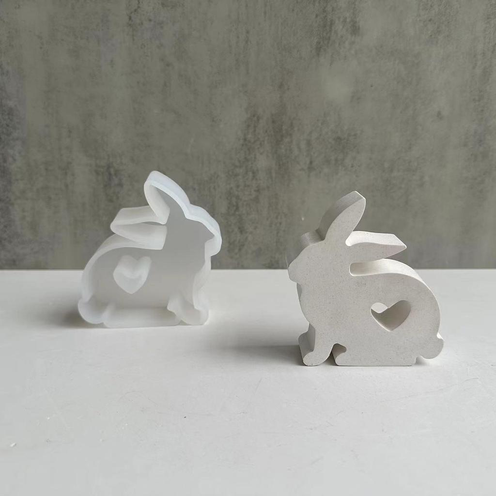 Easter Series Cute Rabbit Candle Silicone Mold Gypsum Car Mounted Incense Expanding Gypsum Decoration Mold Easter Aromatherapy Candle Mold