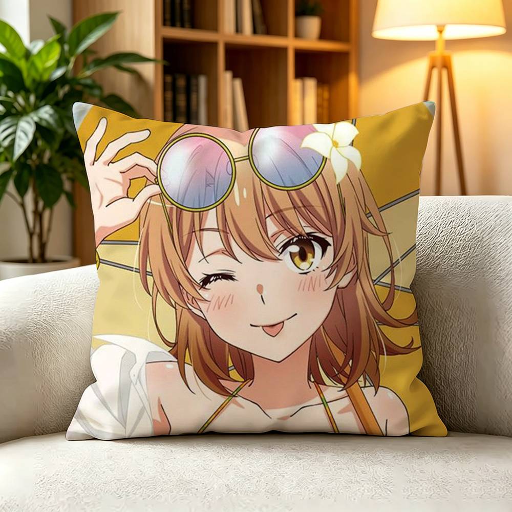 IIroha Isshiki My Teen Romantic Comedy SNAFU Pillow Case Square DoubleSided Sofa Cushion Cover Bedroom Bedside Pillow
