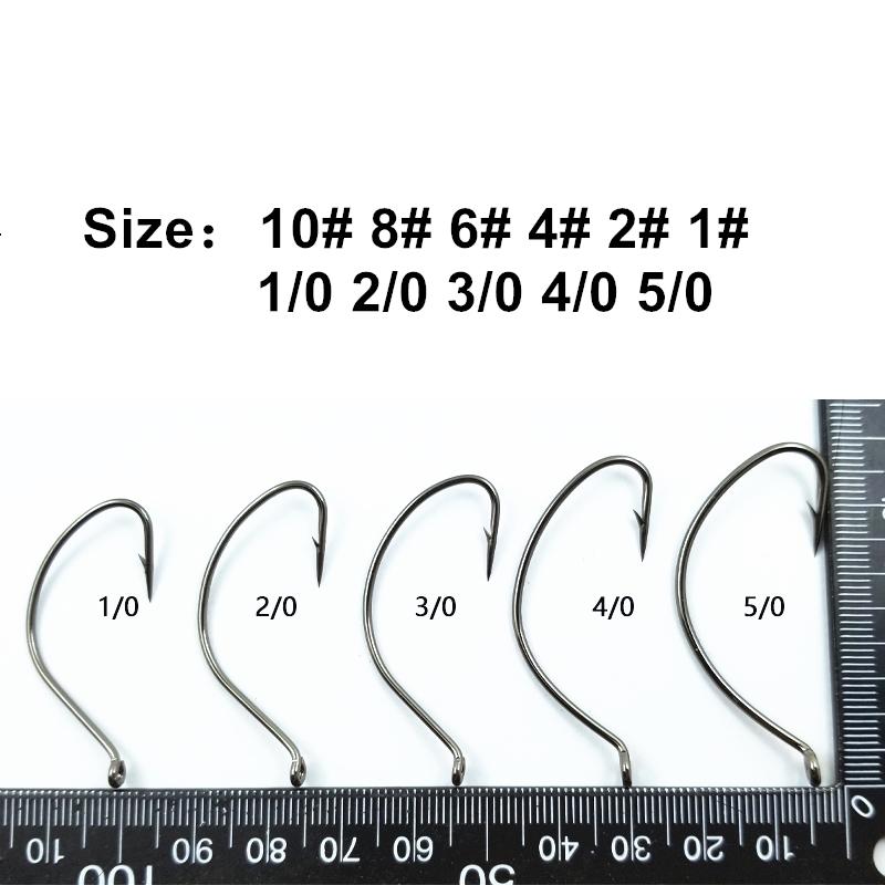 Oem Top Right 9160 100pcs/bag High Carbon Steel Wacky Worm Fishing Hooks Wide Offset Wacky Rig Hooks