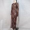Abito da donna a maniche lunghe con scollo rotondo e stampa mesh con spacco