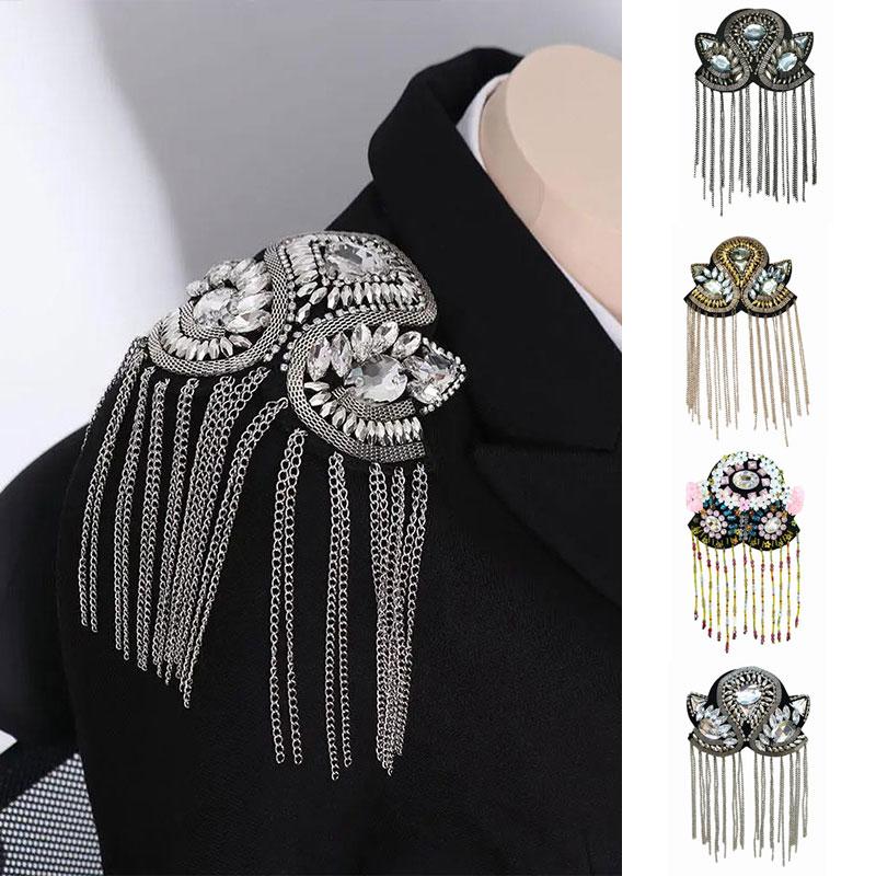 1Pc Comfortable Performance Diamond Chain Stage Tassel Shoulder Dress Lightweight Visual Effects Polyester Decoration