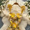Nischenhaftes Französisches Designgefühl Dreidimensionales Blumennetz Stickerei Taille Schlank Träger A-Linie Kleid Kurzer Rock