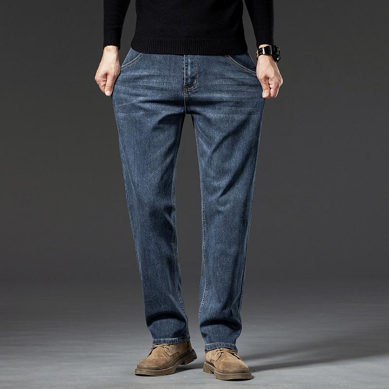 Jeans For Men, Loose, Straight, Thick, Elastic, Business Casual, Versatile, Thick, Young Men's Pants