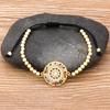 Nidin New Trendy Men Jesus Cross Bracelet 4mm Copper CZ Beads Handmade Adjustable Bangle for Women Party Wedding Jewelry Gifts