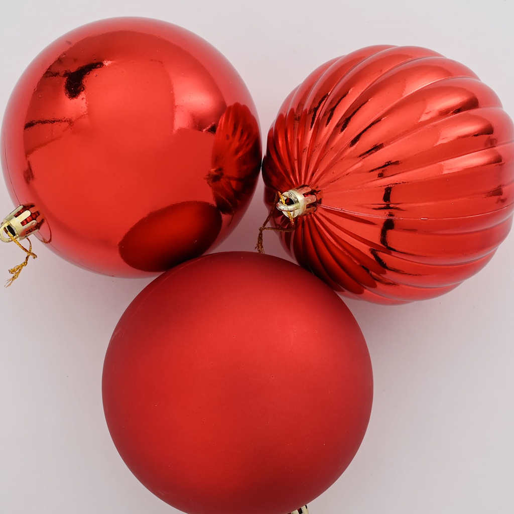 XXL Christmas Ornament Set 4 pcs Red Plastic