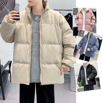 Autumn and Winter New Black Stand-up Collar Piled Thickened Cold-proof and Warm Youth Cotton-padded Clothes