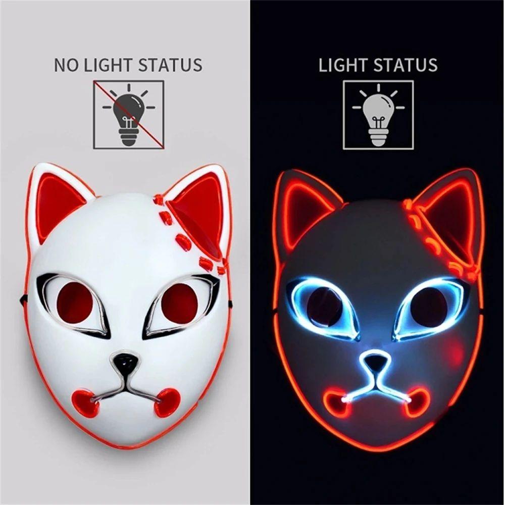 Halloween Cat Face Mask Halloween Glow LED Masks Anime Cosplay Masks Halloween Christmas Party Lighting Cat Masks