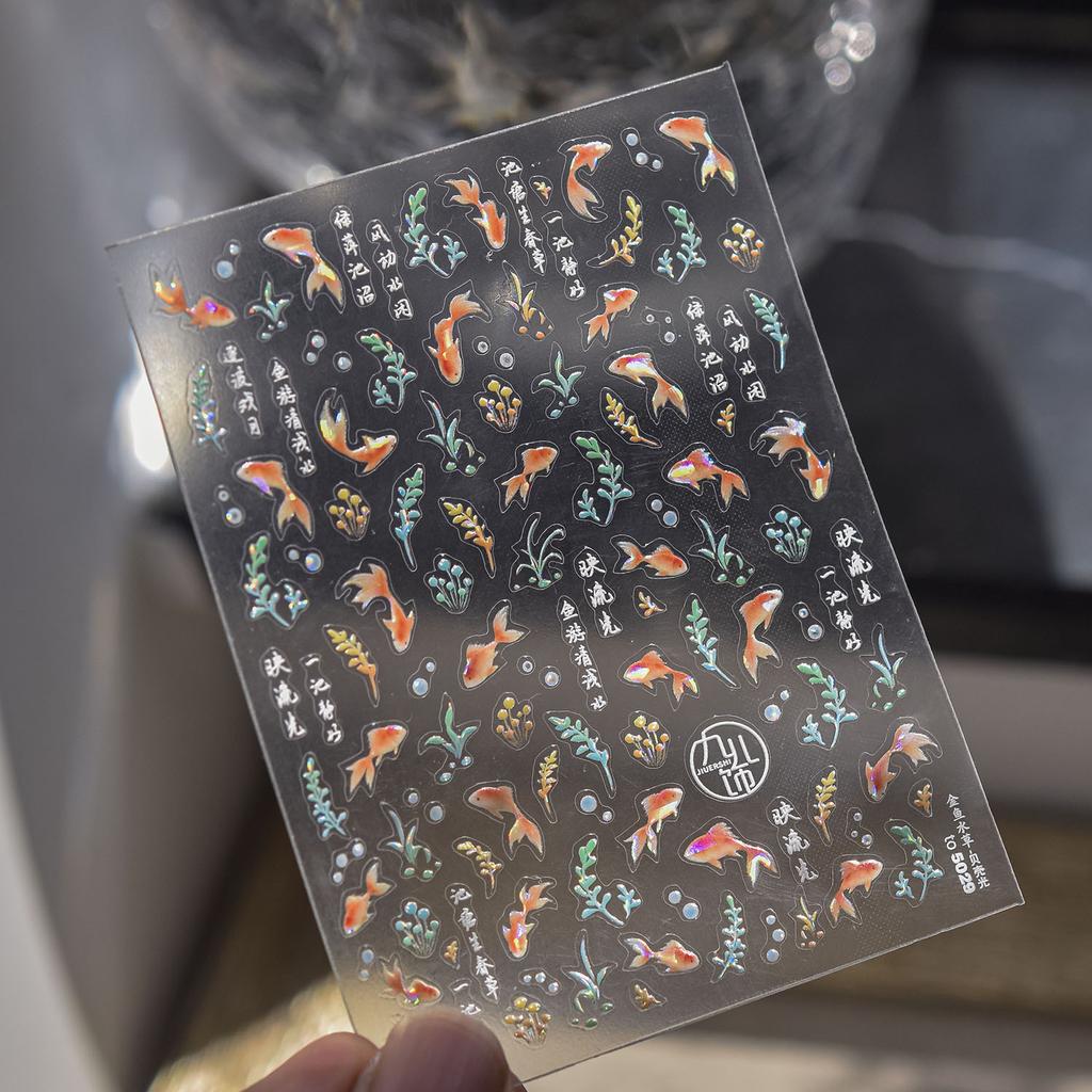 5D Graffiti Punk Nail Art Sticker Dark Star Skull Plaid Polka Dot Spiral Mini Circle Self-adhesive Manicure Decoration