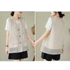 Women Plus Size Linen Blend Sleeveless Vest Open Front V Neck Top