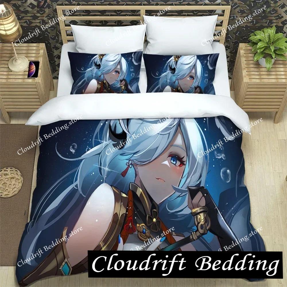 Genshin Impact Element Duvet Cover Set Cartoon Bedding Set Bedroom Dormitory Soft Single Double Duvet Cover For Boys