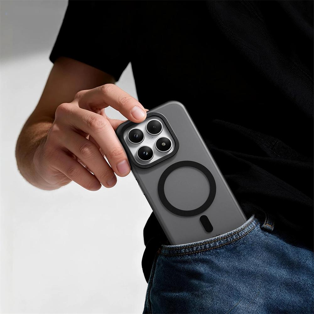 Luxury Matte Translucent Magnetic Shockproof Case for Xiaomi Mi 17 Pro Max 15 14 Poco F8 Ultra Wireless Charge Soft Bumper Cover