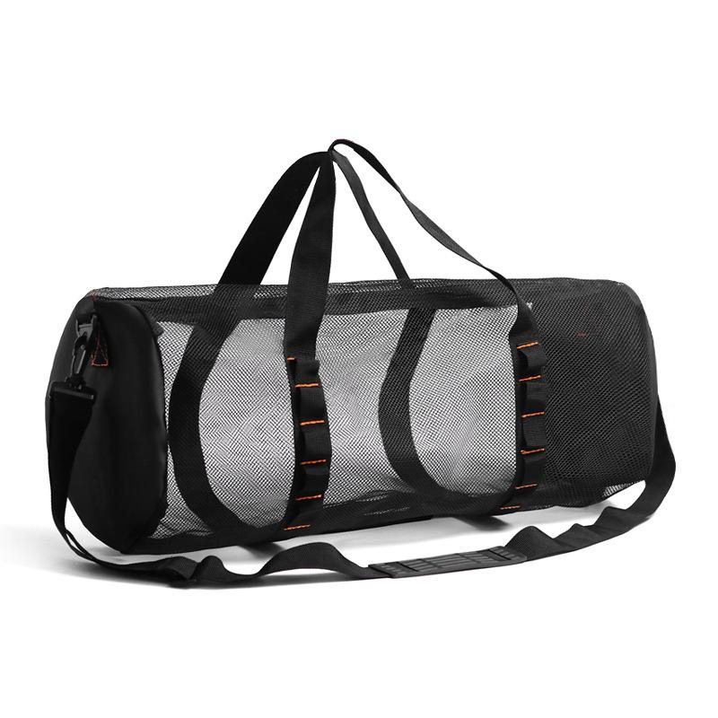 Cylinder Mesh Beach Bag: Portable Tote, Crossbody, Travel Wash Bag for Fitness & Swimming