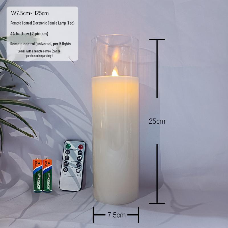 Remote-Controlled LED Glass Candle Lamp with Flickering Flame - Ideal for Romantic Home Decor and Weddings