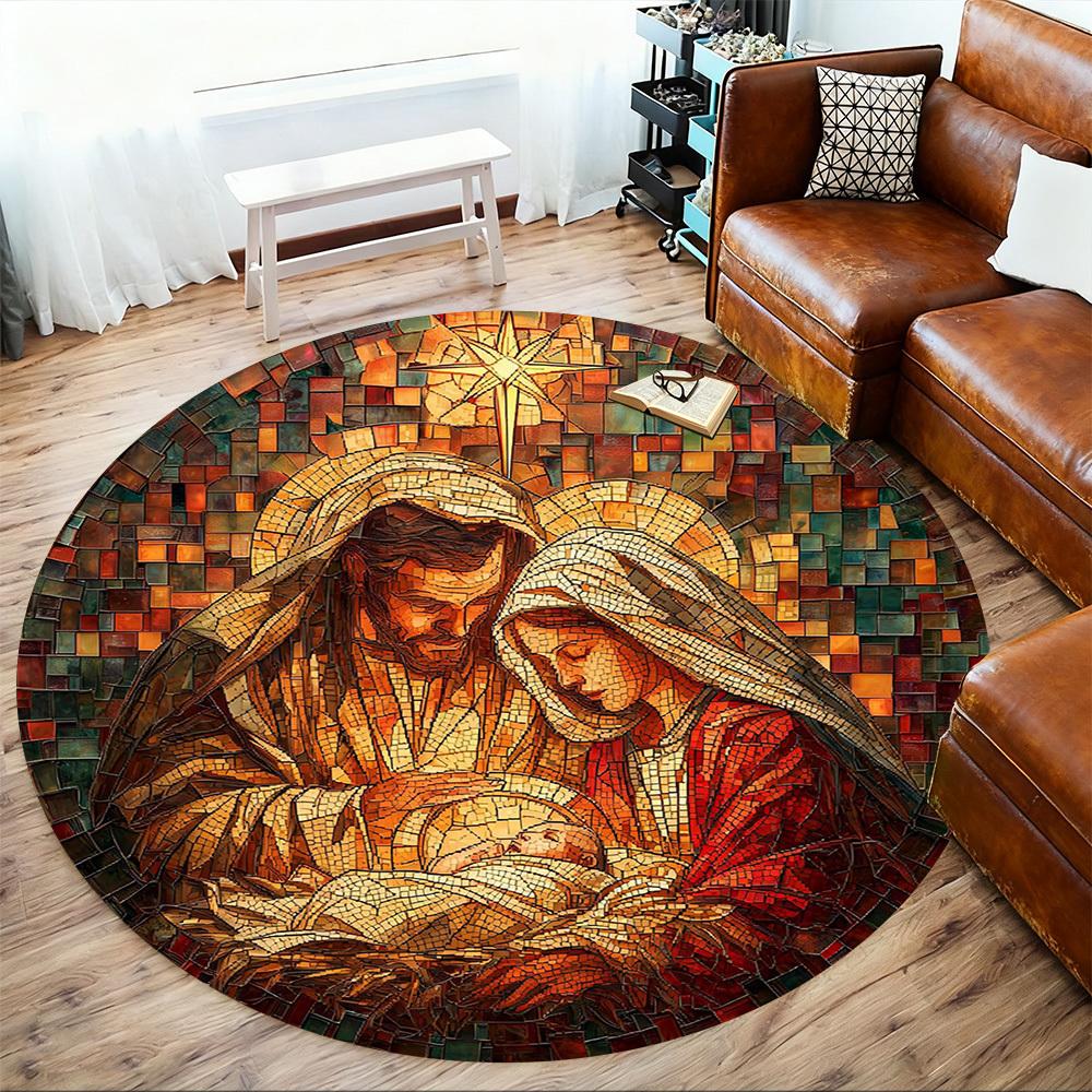 1pc Christmas Round Chair Mat Office Area Rug - Non-Slip, Floor Mat for Office, Bedroom, Ideal Home Decor Gift C0112004