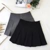 HOUZHOU Mini spódniczka damska letnia spódnica szara koreańska, w stylu Vintage Basic College Style Student Casual spódnica z wysokim stanem