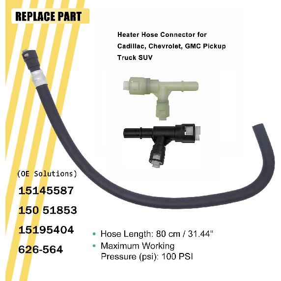 HVAC Engine Heater Inlet Hose Engine Heater Supply Hose For Select Cadillac/Chevrolet/GMC Models With Two Connectors Replace 15145587 15051852