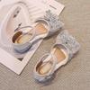 Bow High Heel Girls' Sandals: Summer Closed-Toe Crystal Princess Shoes 2025 - Soft Sole for Comfort