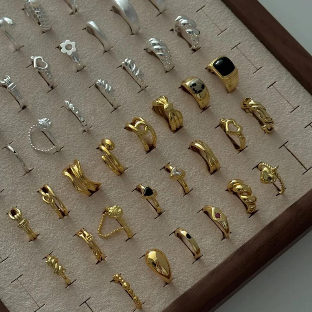 925 Sterlingsilber Unregelmäßiger Edelstein Damen Luxus Zeigefingerring - Nicht Verblassend, Verstellbar, Leichtes Nischendesign.