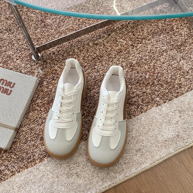 Dexun shoes women's 2025 new spring and autumn versatile flat casual shoes American retro classic lace-up sports little white shoes