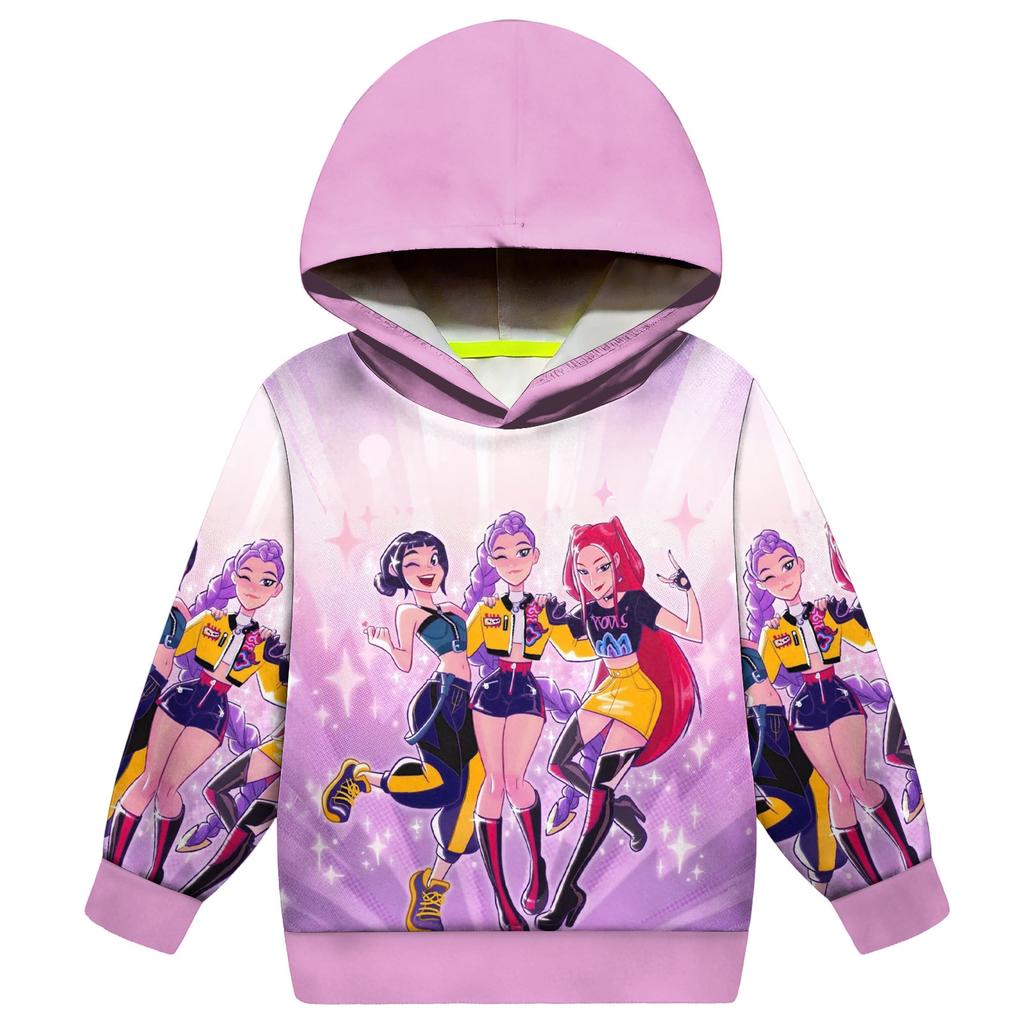 Dziecięca bluza z kapturem, luźna, z długim rękawem i sznurkiem