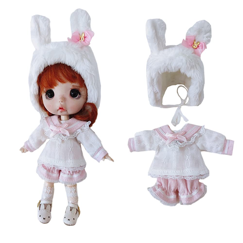 

rakulifey Наряд зайчика Obitsu 11 Розовый и Наряд размера OB11 2 цветов, Набор из 3 предметов, Синий, Наряд, (розовый) розовый