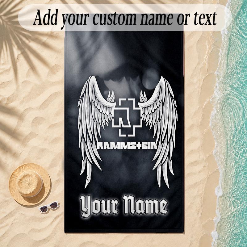 Beach TowelRammstein Custom Name Text Personalized Soft Towel for Beach Pool Indoor Home Decor Gift