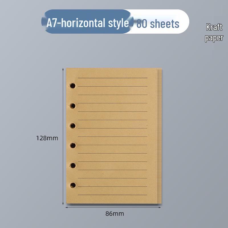 6-Loch A5 Kraftpapier Nachfüllung - 100g Blanko, karierte, linierte Seiten für Notizbücher