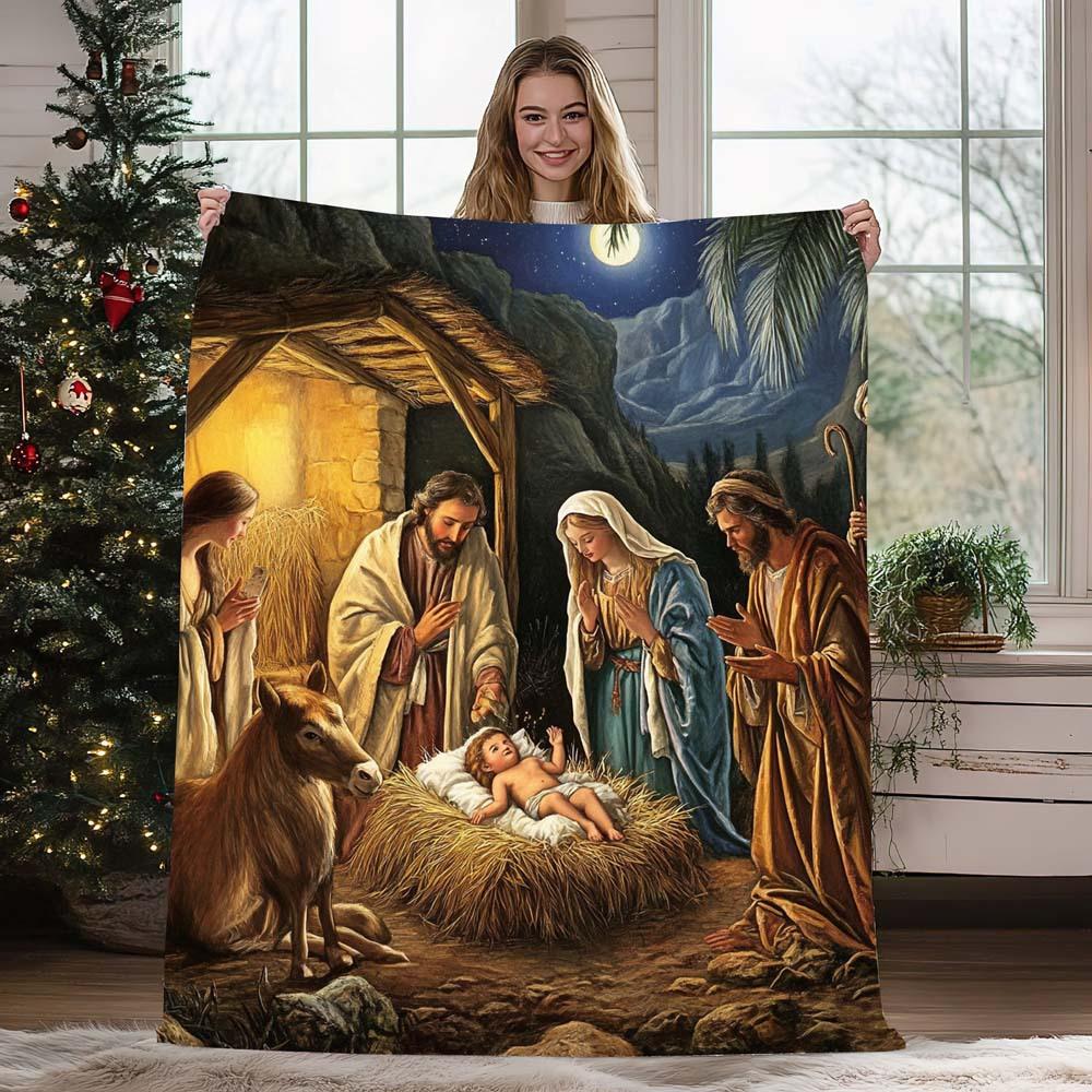 Christmas vintage snowman digital-printed polyester Bedroom velvet flannel cover blanket Fleece sofa cover blankets for beds