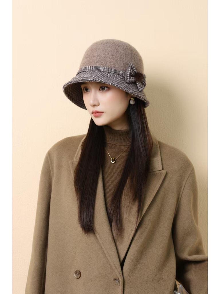Autumn/Winter Wool Bowler Hat with Windproof Ear Protection - Ladies' Casual Fashion.