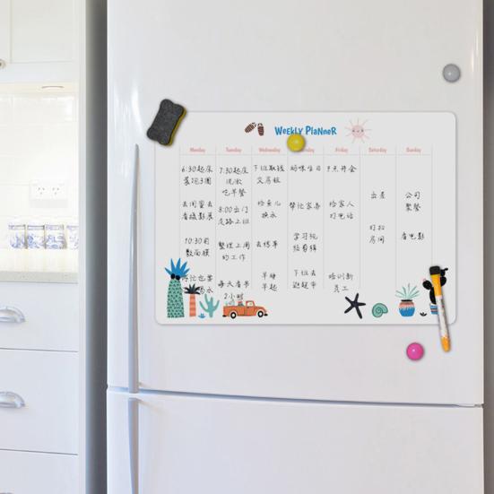 Fridge Magnet Whiteboard Erasable Smooth Writing Self-adhesive Sticky Anti-scratch Leave Message Foldable A3 A4 Anti-slip Magnetic Soft Whiteboard