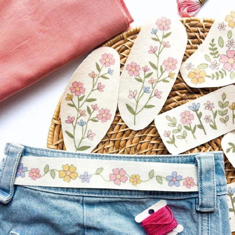 Quick Craft Stencil For Textile Art Reusable Florals Designs On Tear Resistant Embroidery Paper