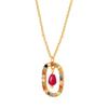 Natural Agate & Czech Diamond Pendant Necklace, 18K Gold Titanium Steel Versatile Collarbone Chain Jewelry