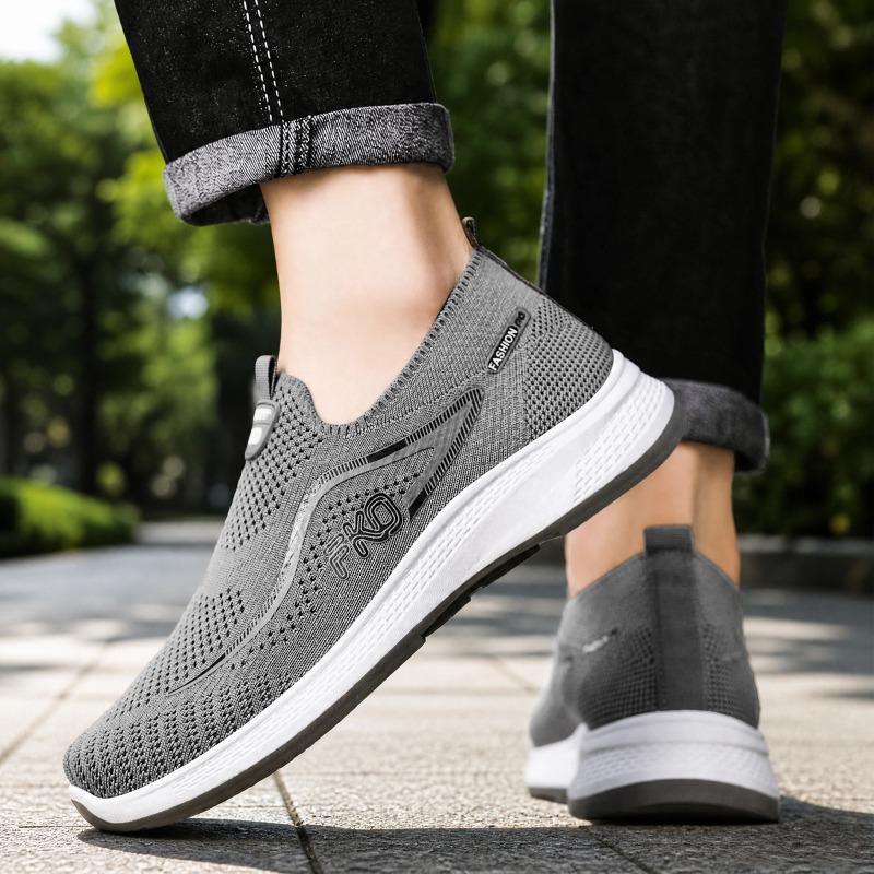 Summer New Men's Shoes Breathable Fly-woven Casual Shoes No Shoelaces One Pedal Platform Sneakers Light Running