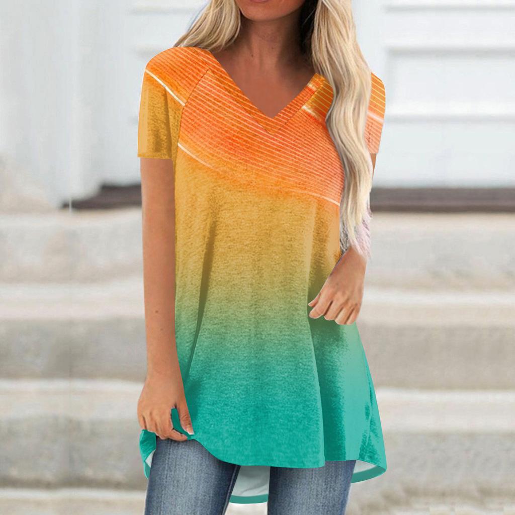 Damen Kurzarm Plissee Lose Tops Plus Size Casual Tops V-Ausschnitt Kurze Ärmel Casual Sommer T-Shirts Damen Tops T-Shirts Shirts