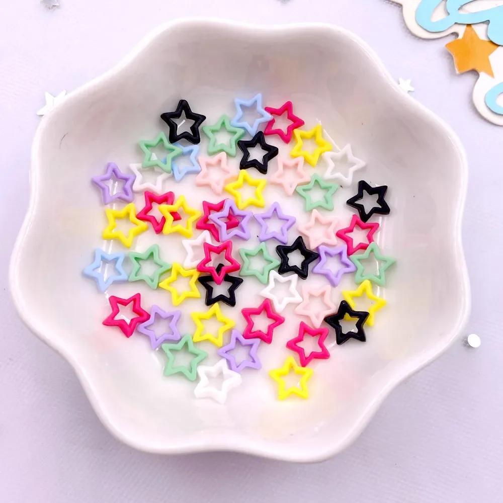 200PCS Mix Colorful Candy Colored Hollow Stars Nail Art Flatback Stone Scrapbook  DIY Wedding Valentine's Day Accessories Crafts
