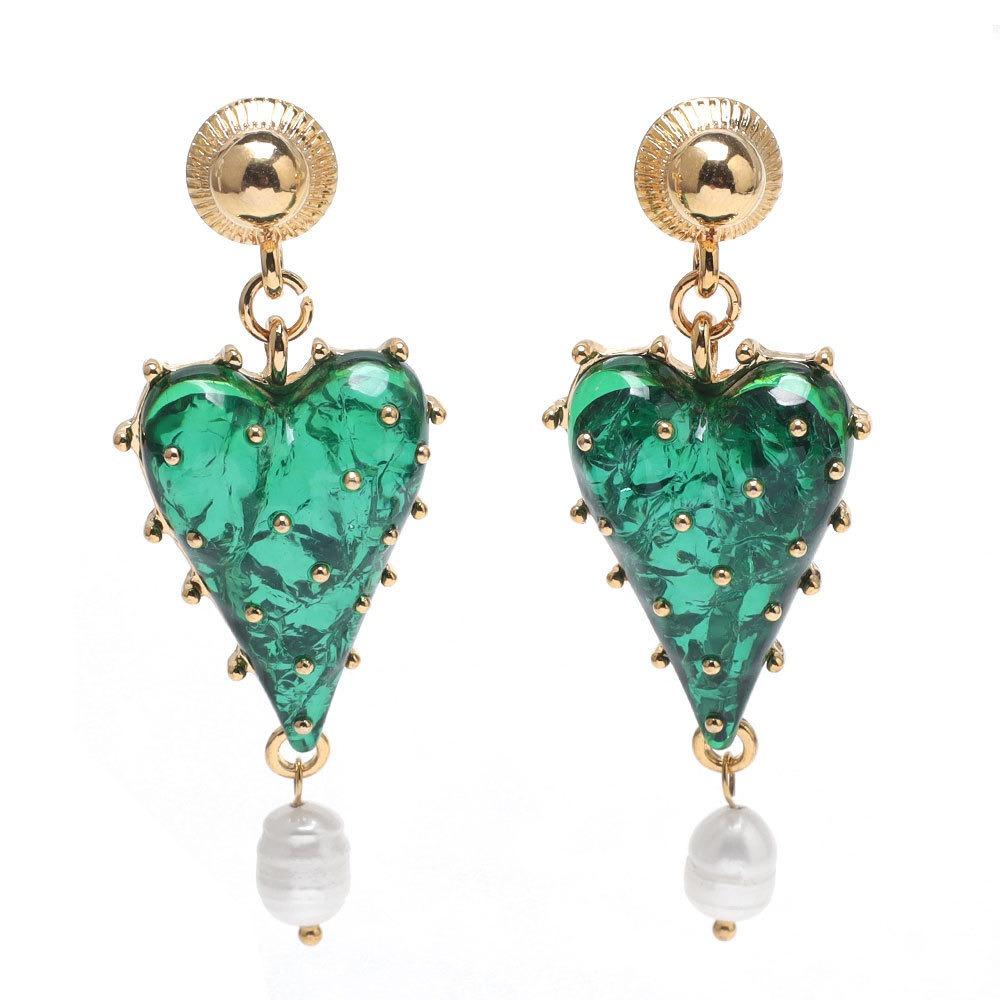

1 Pair Heart Shape Dangle Earrings Charming Design Baroque Earrings Women Jewelry