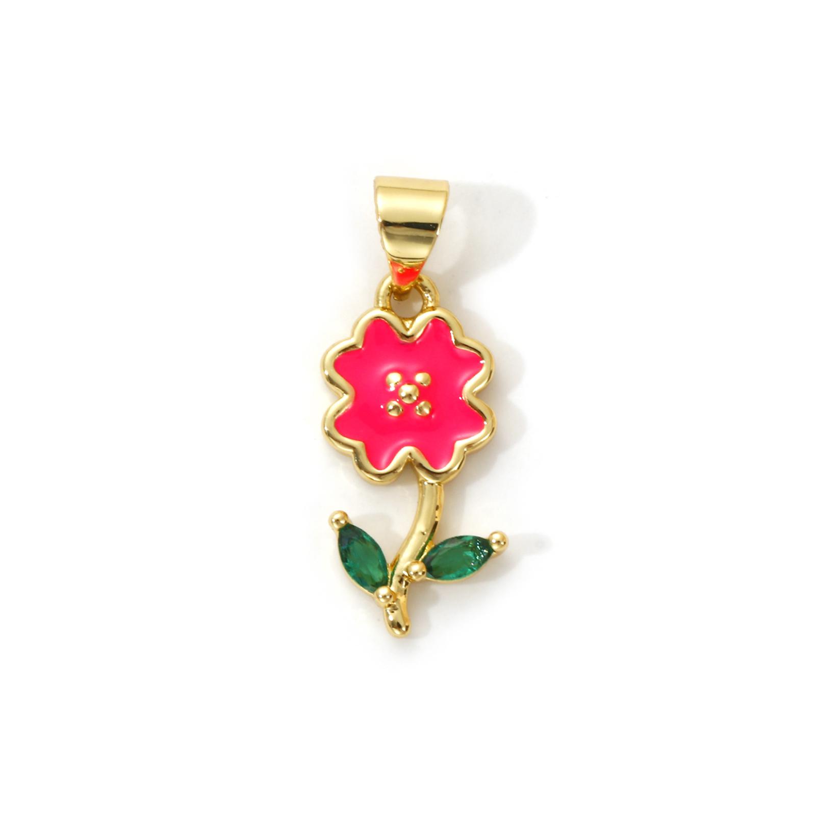 

2 Piece Brass Charms 18K Gold Plated Multicolor Enamel Flower Butterfly Pendants For DIY Necklace Bracelet Jewelry Making