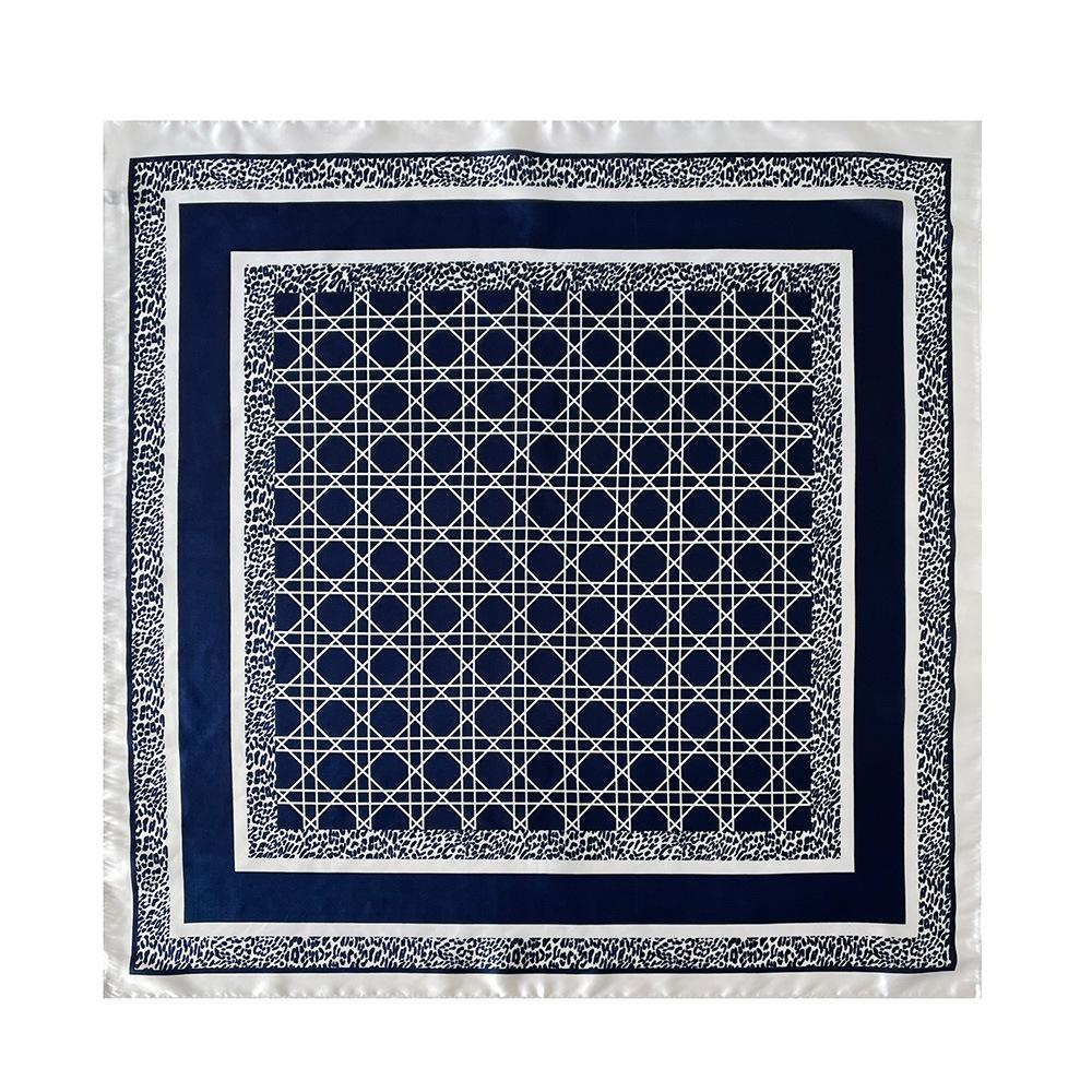 European and American geometric silk scarf fashion striped scarf simulation silk small square scarf 71cm sun protection shawl professional scarf shawl
