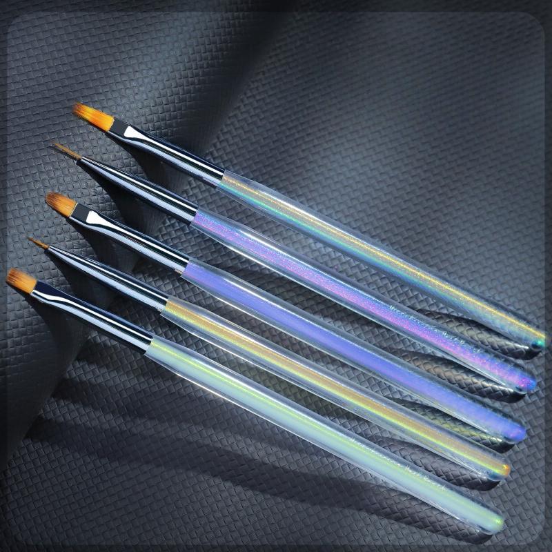 5Pcs/set Nail Brush Sweeping Pen Aurora Light Therapy Pen Round Head Nail Paint Pen Blending Thread Brush Full Set of Tools